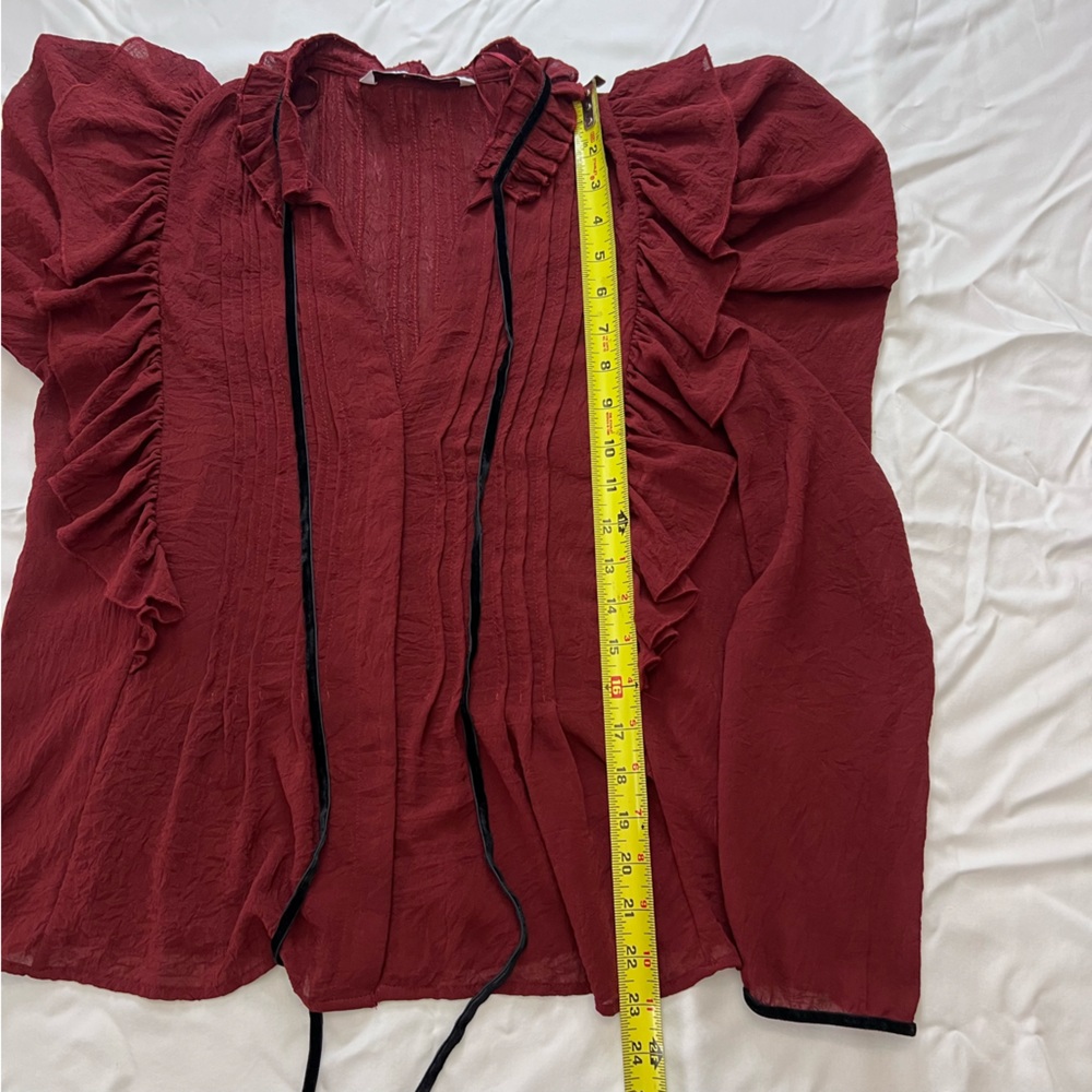 ZARA Rust Ruffled Blouse. XS - Picture 6 of 9